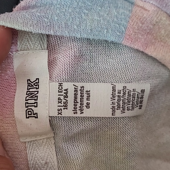 2019 Victorias Secret PINK Pastel Rainbow Tie Dye Long Sleeve Tee Womens XS - Picture 13 of 15